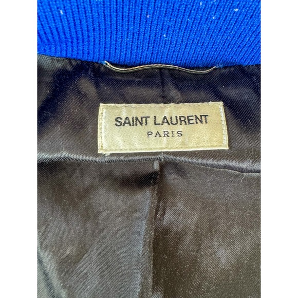 Saint Laurent Blue & White Wool Teddy Jacket - Picture 3 of 6